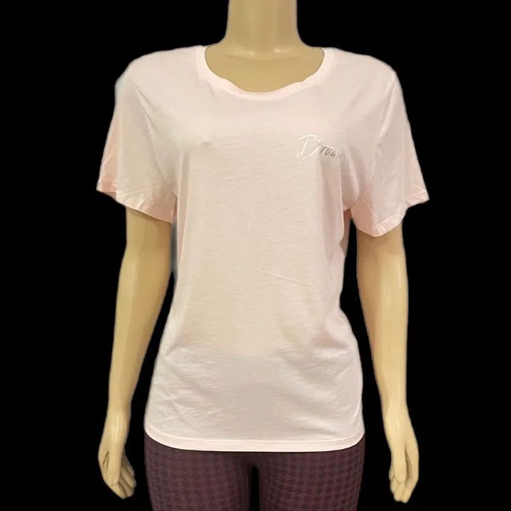 Victoria’s Secret Supersoft Crew neck Short sleeve Dream Print T shirt peach L